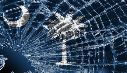 Image showing Broken glass or ice with a flag, Carolina