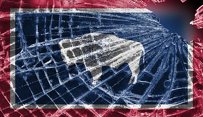 Image showing Broken glass or ice with a flag, wyoming