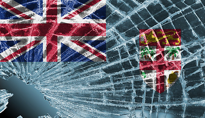 Image showing Broken glass or ice with a flag, Fiji