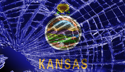 Image showing Broken glass or ice with a flag, Kansas