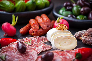 Image showing Cheese and Antipasti 