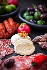 Image showing Cheese and Antipasti 