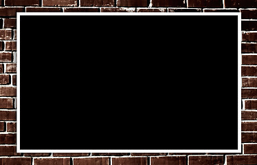 Image showing Empty photo on grunge brick wall background
