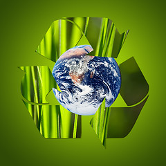 Image showing Recycle symbol made from grass