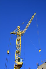 Image showing Construction site with yellow crane