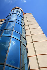 Image showing Modern building - hotel with clouds reflecting in it`s windows