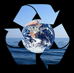 Image showing Recycle symbol made from sea waves