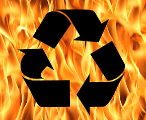 Image showing Recycle symbol made from fire