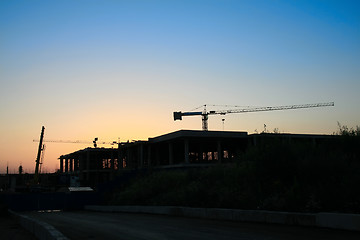 Image showing Construction site at sunset