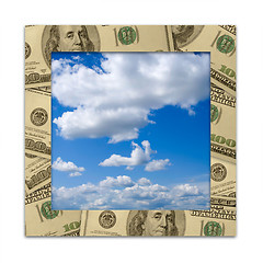 Image showing Dollars frame and blue sky with clouds