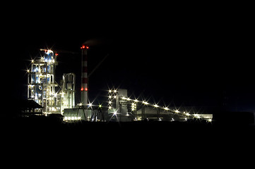 Image showing Modern factory at night