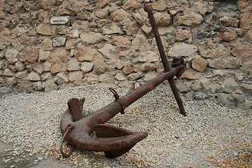 Image showing Old rusty anchor on the ground