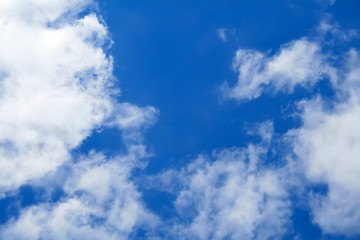 Image showing Puffy clouds on blue sky