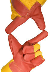 Image showing Frame made from red protective gloves