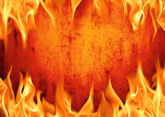 Image showing Grunge fire wall background