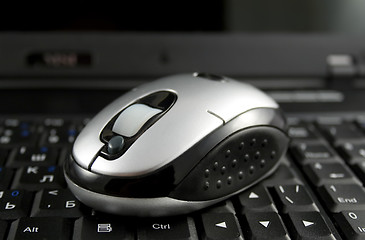 Image showing Mouse on a laptop keyboard