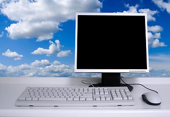 Image showing PC with clouds background
