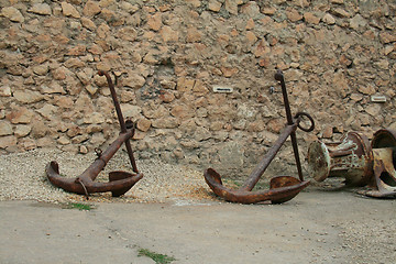 Image showing Old rusty anchor on the ground