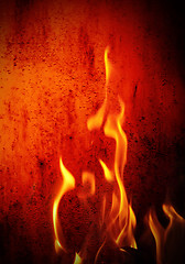 Image showing Grunge fire wall background