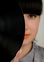 Image showing Girl with vinyl