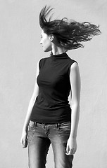 Image showing Fashion portraits of a model with awesome shaking hair