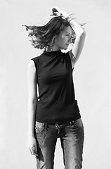 Image showing Fashion portraits of a model with awesome shaking hair