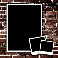 Image showing Empty photo on grunge brick wall background