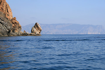 Image showing View on the beach from the sea