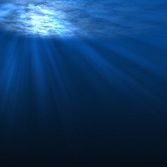 Image showing Underwater scene with rays of light