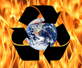 Image showing Recycle symbol made from fire