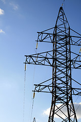 Image showing Electric pylon with a blue sky background