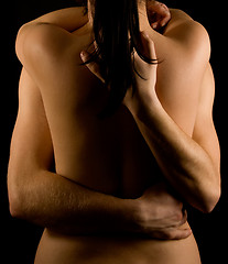 Image showing Hands hugging a girl in passion