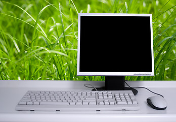 Image showing PC with green background and black desktop