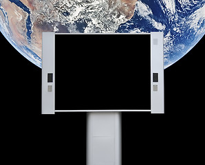 Image showing Blank advertising billboard with earth background