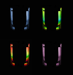 Image showing Colored glass in backlight on black background