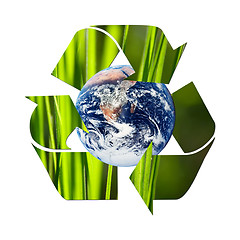 Image showing Recycle symbol made from grass isolated