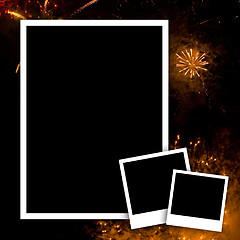 Image showing Empty photo with fireworks background