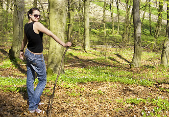 Image showing Young woman in the forest