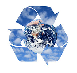 Image showing Recycle symbol made from clouds
