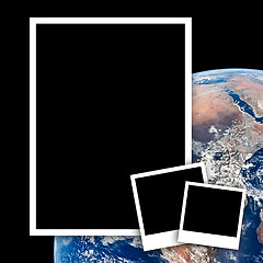 Image showing Empty photos with earth from space background