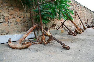 Image showing Old rusty anchor on the ground