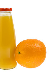 Image showing Orange juice bottle with orange fruit. The file includes clippin