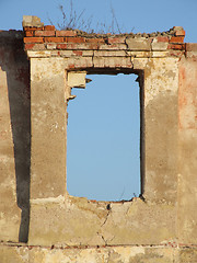 Image showing Window in old brick wall