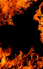 Image showing Orange flame frame isolated on black background