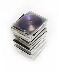 Image showing Stack of cd dvd cases isolated