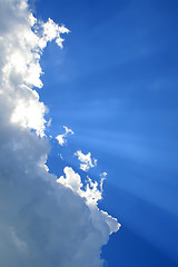 Image showing Sunny clouds with rays of light