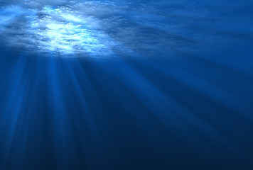 Image showing Underwater scene with rays of light