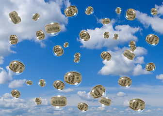 Image showing Dollar bubbles background