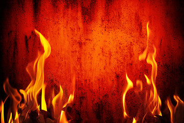 Image showing Grunge fire wall background