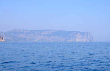 Image showing View on the beach from the sea